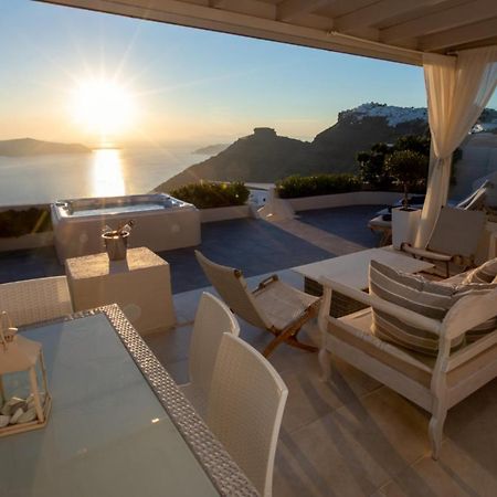 Sunset View Villa Santorini - With Outdoor Jacuzzi Фиростефани Экстерьер фото